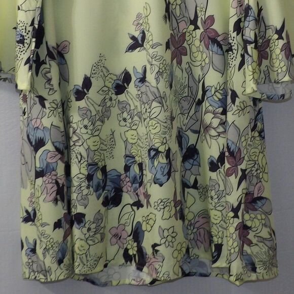 FINAL PRICE Misslook Yellow Floral Print Flutter Sleeve Tunic Blouse Top - Picture 3 of 9